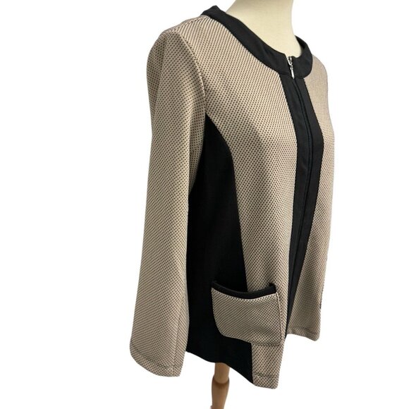 The TOG Shop Women's Beige And Black Spotted Full Zip Blazer Size L - Picture 4 of 14